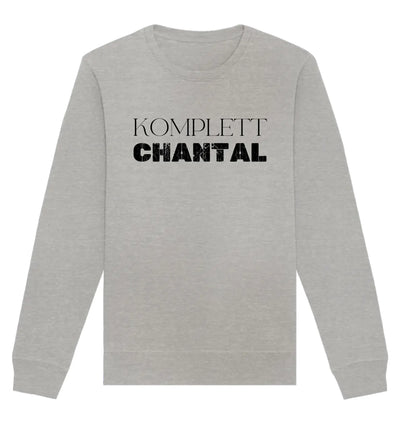 Leichter grauer langarm sweatshirt mit komplett chantal schriftzug aus der statement collection personalisierbar