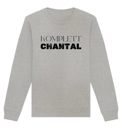 Leichter grauer langarm sweatshirt mit komplett chantal schriftzug aus der statement collection personalisierbar