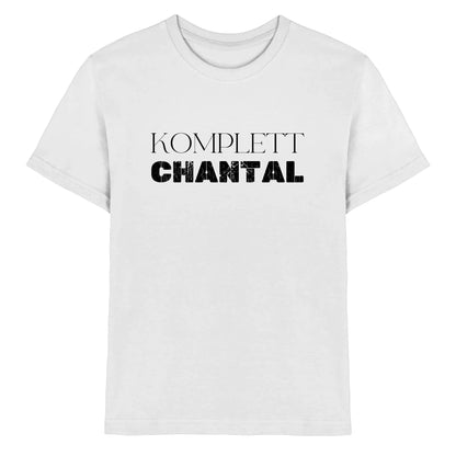 Weißes baumwollshirt mit bold black text komplett chantal aus der statement collection personalisierte motive