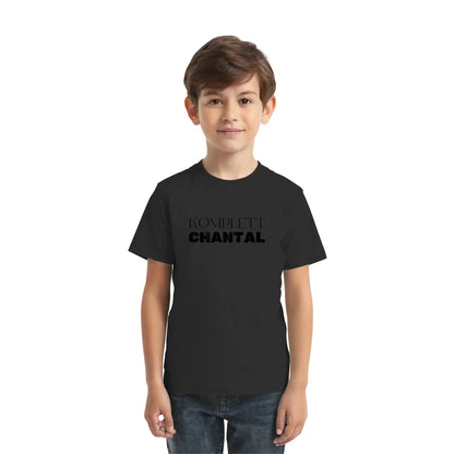 Schwarzes kurzarmshirt komplett chantal mit personalisiertem statementprint aus der sprüche mit namen 6 kollektion