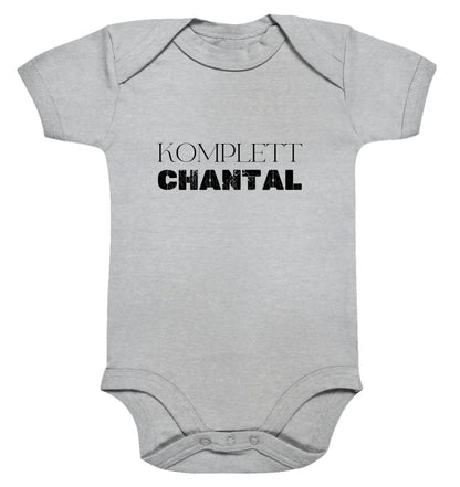 Lightgrauer babystrampler mit komplett chantal schriftzug aus sprüche mit namen personalisierbar