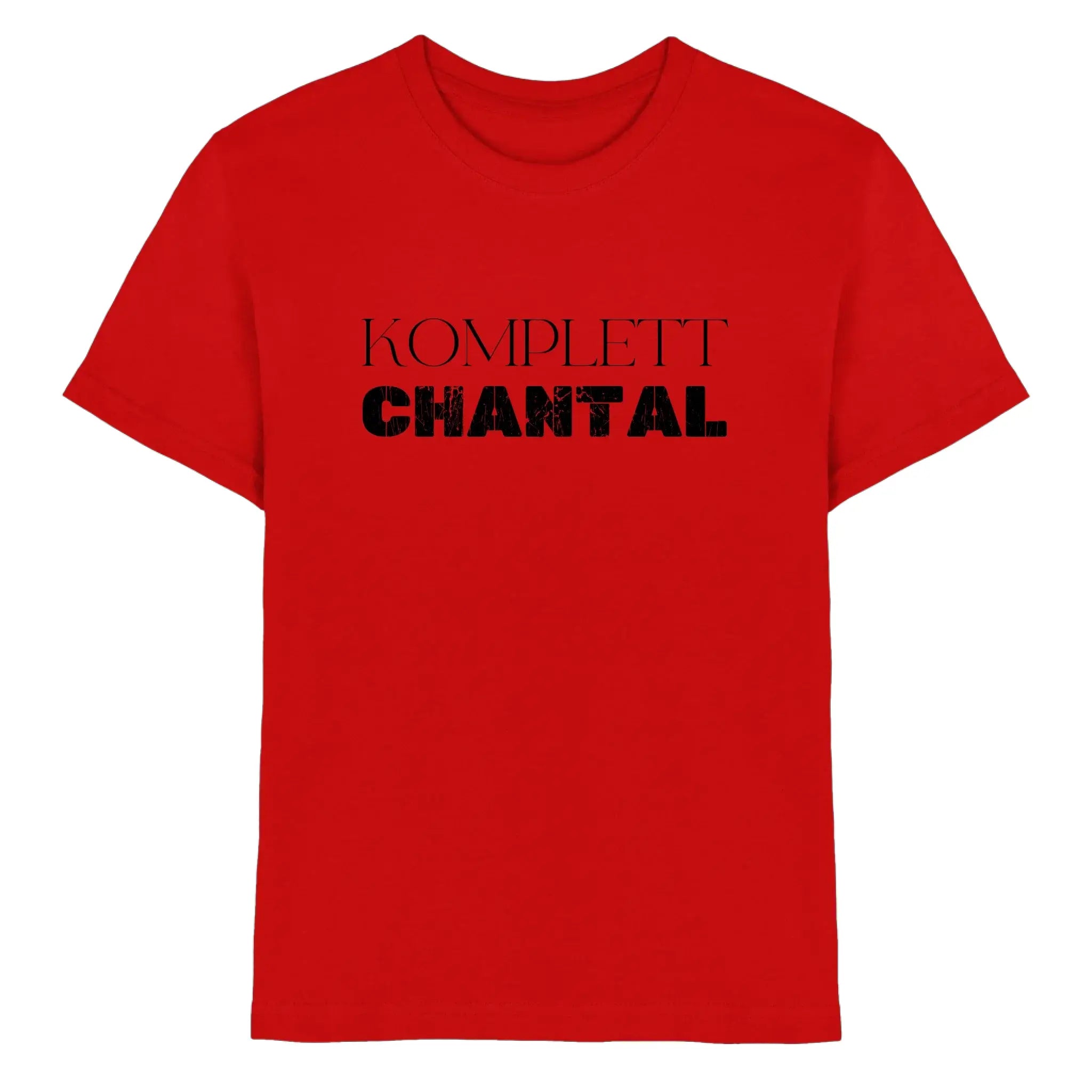 Rotes baumwoll t shirt mit komplett chantal print in schwarz aus der sprüche mit namen statement collection