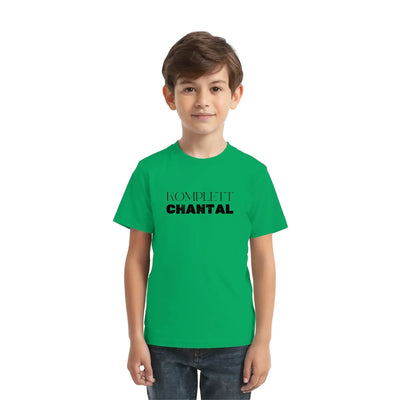 Grünes kurzarmshirt mit dem schwarzen text komplett chantal aus der personalisierten statement-collection sprüche mit namen 6