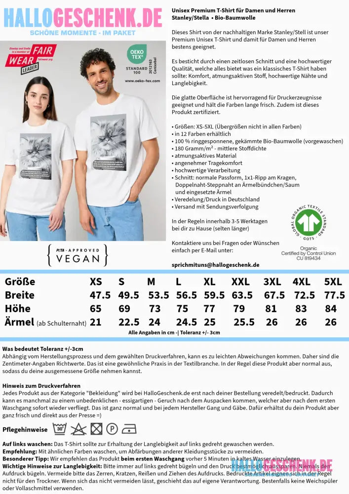 Sprüche von HalloGeschenk.de • Unisex T-Shirt für Herren & Damen • Bio - personalisierte T-Shirts (Unisex)