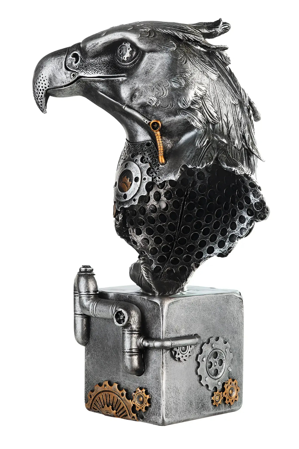 Steampunk figur adler vogel des lichts mit silberbronze akzenten und kunstharzdetails 27x13x19 cm von gilde