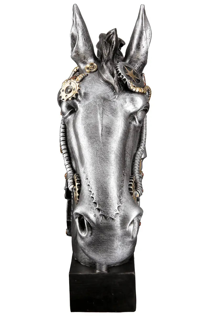 Steampunk: Figur Pferd „Horse“ • Kunstharz • Silver • 34×29×8 cm • Gilde - Steampunk