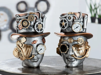 Steampunk • Futuristischer männlicher Kopf • Skulptur • Wohndeko von HalloGeschenk.de