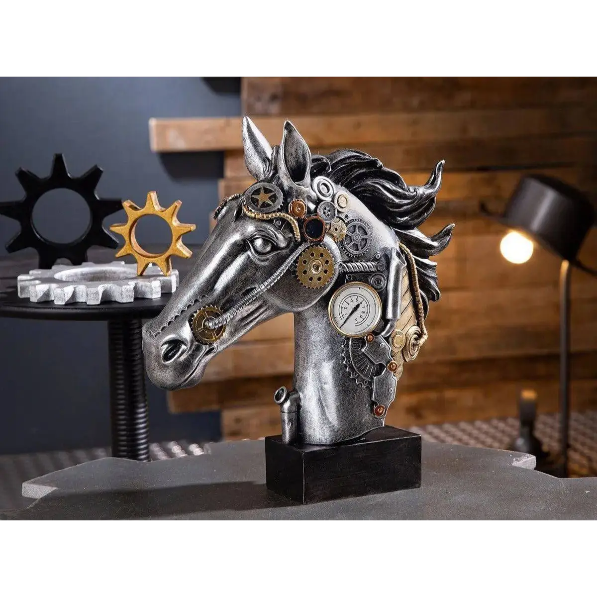 Steampunk • Futuristisches Pferd • Skulptur • Wohndeko