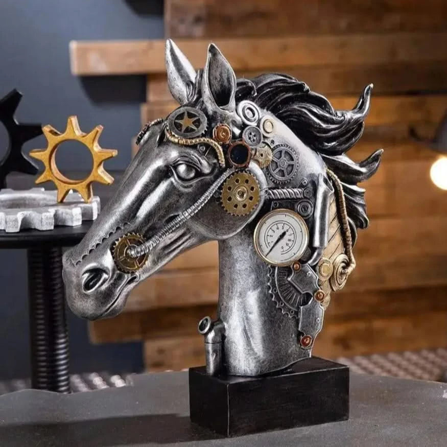 Steampunk • Futuristisches Pferd • Skulptur • Wohndeko