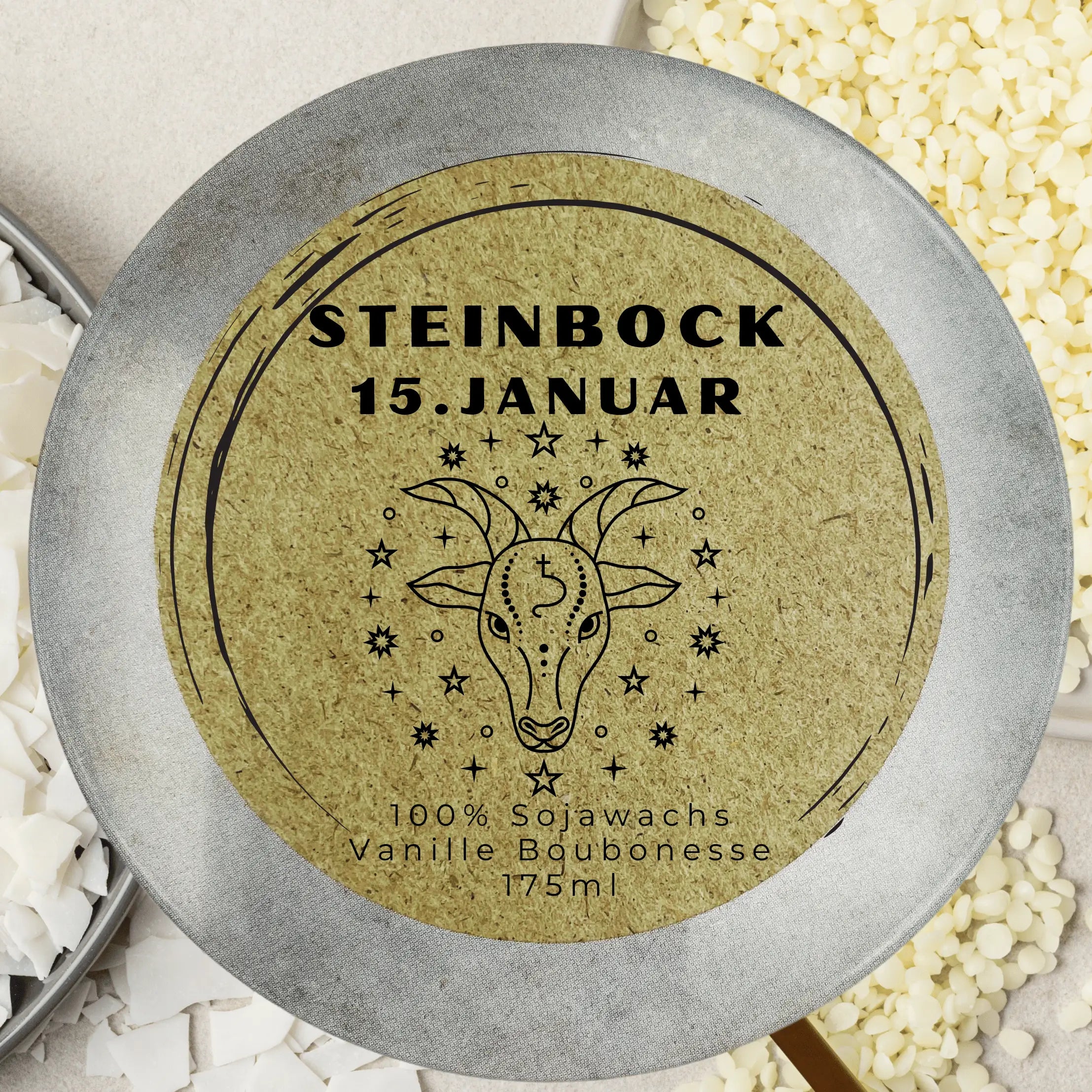 Sternzeichen Steinbock Duftkerze - Handgemachte Sojawachs-Kerze - Personalisiertes Astrologie-Geschenk - Duftkerze
