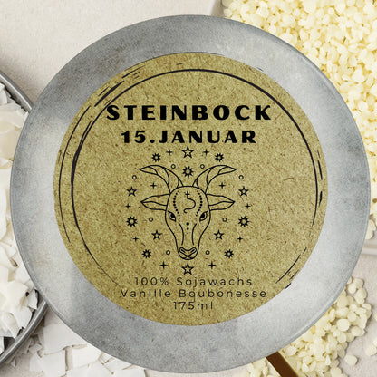 Sternzeichen Steinbock Duftkerze - Handgemachte Sojawachs-Kerze - Personalisiertes Astrologie-Geschenk - Duftkerze