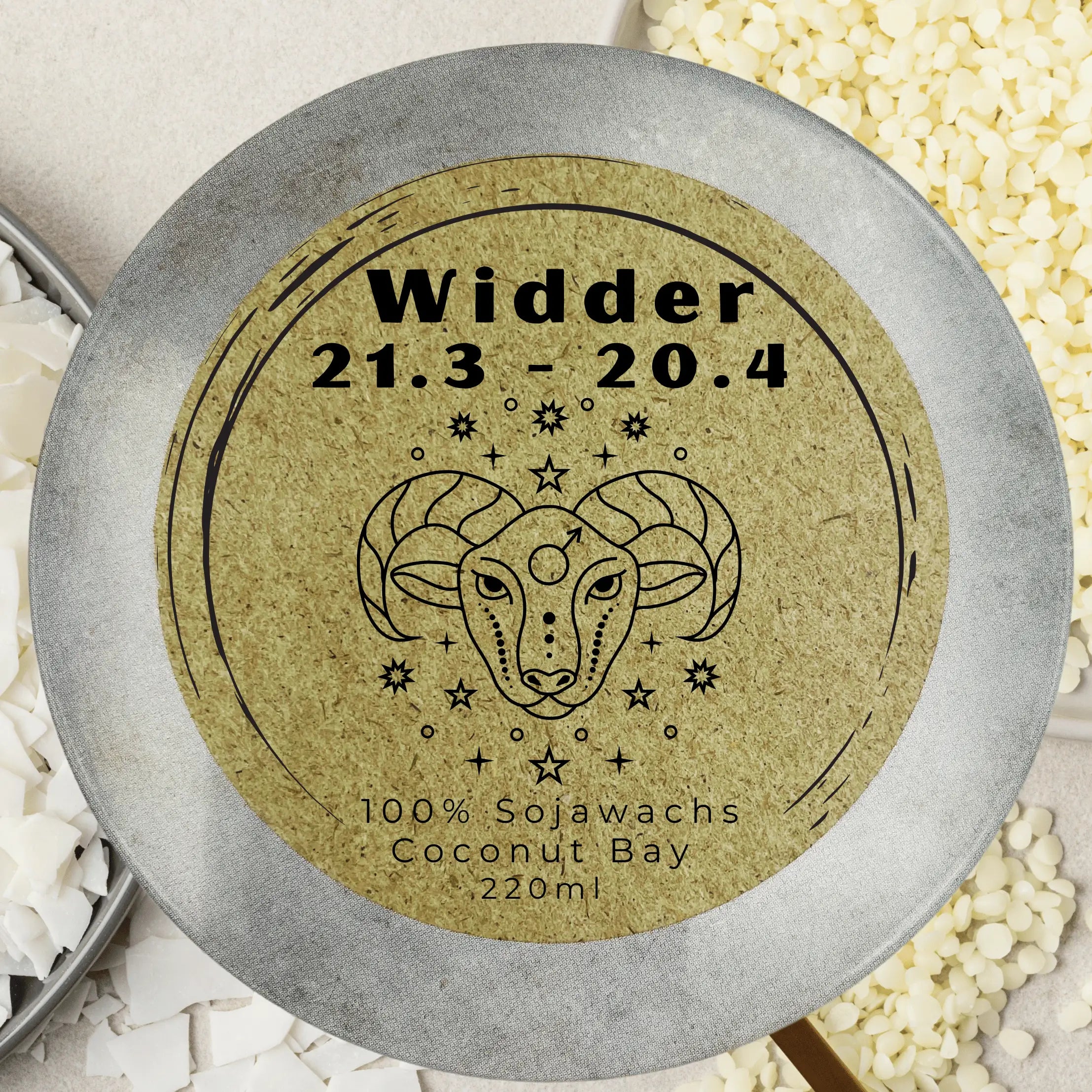 Sternzeichen Widder Duftkerze - Handgemachte Sojawachs-Kerze - Personalisiertes Astrologie-Geschenk - Duftkerze