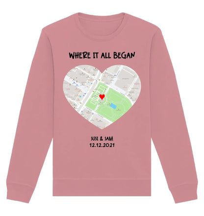 Straßenkarte Herz • mehrere Artikel • ’Statement-Collection’ • Wunschtext • Mein Motiv - Unisex Sweatshirt • Bio