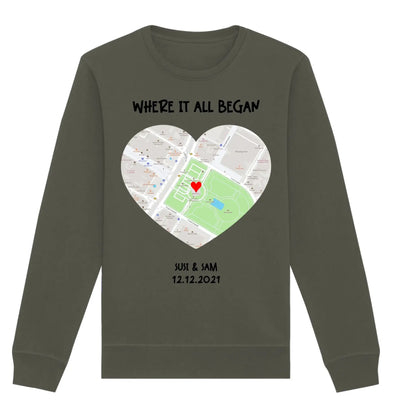 Straßenkarte Herz • mehrere Artikel • ’Statement-Collection’ • Wunschtext • Mein Motiv - Unisex Sweatshirt • Bio