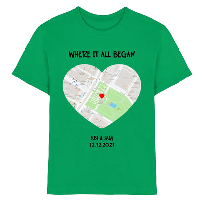 Straßenkarte Herz • mehrere Artikel • ’Statement-Collection’ • Wunschtext • Mein Motiv - Premium Kinder T-Shirt