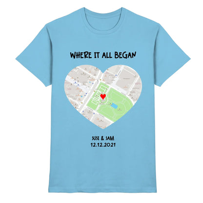 Straßenkarte Herz • mehrere Artikel • ’Statement-Collection’ • Wunschtext • Mein Motiv - Premium Herren T-Shirt