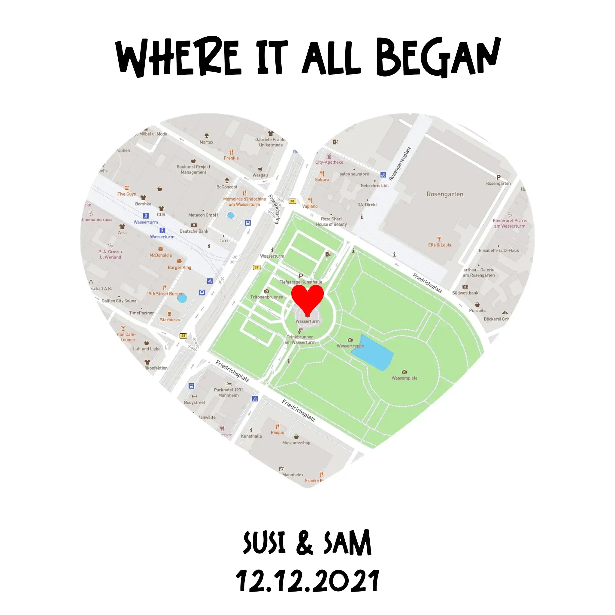 Straßenkarte Herz • mehrere Artikel • ’Statement-Collection’ • Wunschtext • Mein Motiv - Untersetzer / Standard