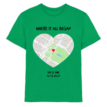 Straßenkarte Herz • mehrere Artikel • ’Statement-Collection’ • Wunschtext • Mein Motiv - Premium Kinder T-Shirt