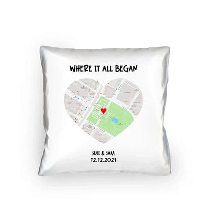 Straßenkarte Herz • mehrere Artikel • ’Statement-Collection’ • Wunschtext • Mein Motiv - Kissen / White / 40cm-x-40cm