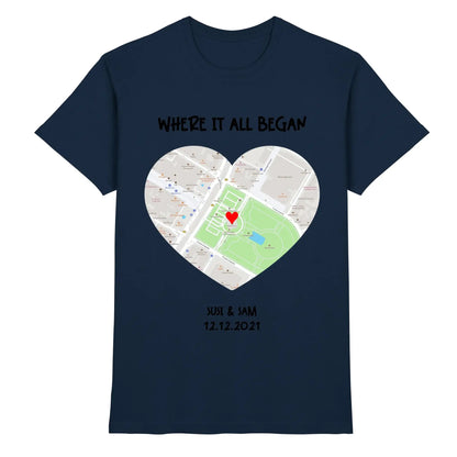 Straßenkarte Herz • mehrere Artikel • ’Statement-Collection’ • Wunschtext • Mein Motiv - Premium Herren T-Shirt / Navy