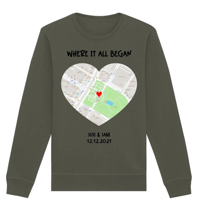 Straßenkarte Herz • mehrere Artikel • ’Statement-Collection’ • Wunschtext • Mein Motiv - Unisex Sweatshirt • Bio