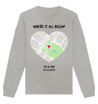 Straßenkarte Herz • mehrere Artikel • ’Statement-Collection’ • Wunschtext • Mein Motiv - Unisex Sweatshirt • Bio