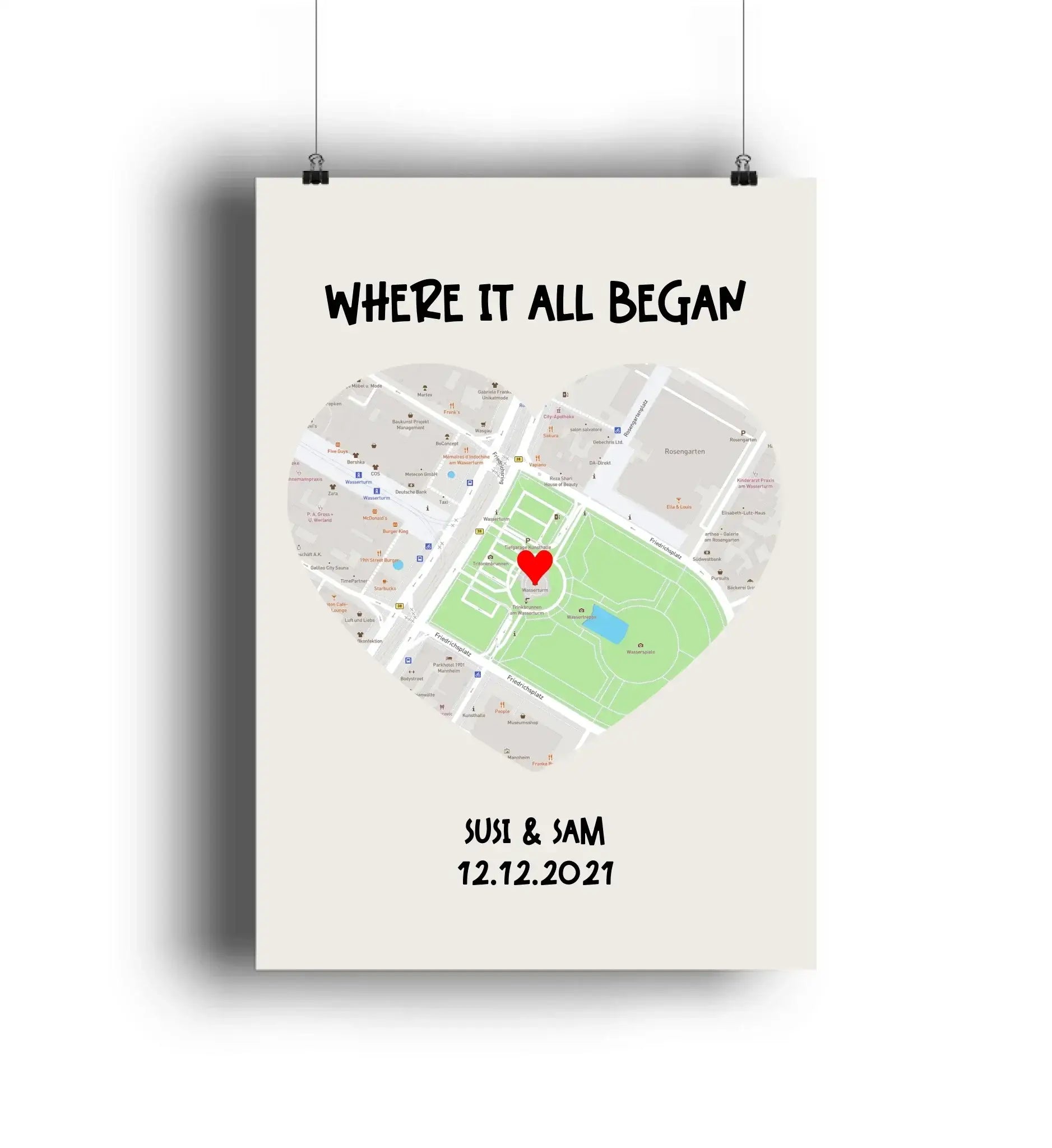 Straßenkarte Herz • mehrere Artikel • ’Statement-Collection’ • Wunschtext • Mein Motiv - POSTER / 4C-Print / DIN-A2