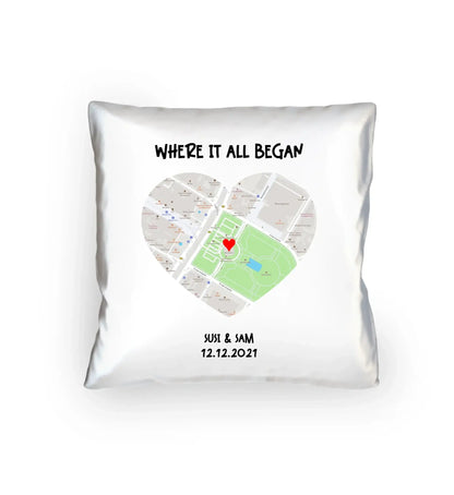 Straßenkarte Herz • mehrere Artikel • ’Statement-Collection’ • Wunschtext • Mein Motiv - Kissen / White / 40cm-x-40cm