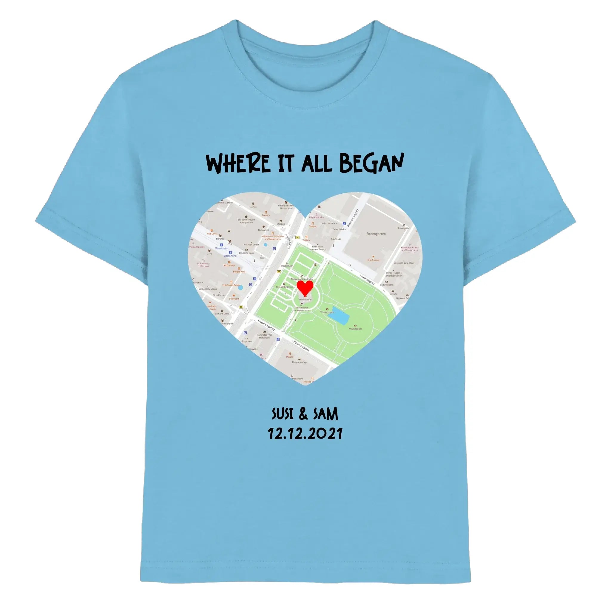 Straßenkarte Herz • mehrere Artikel • ’Statement-Collection’ • Wunschtext • Mein Motiv - Premium Kinder T-Shirt