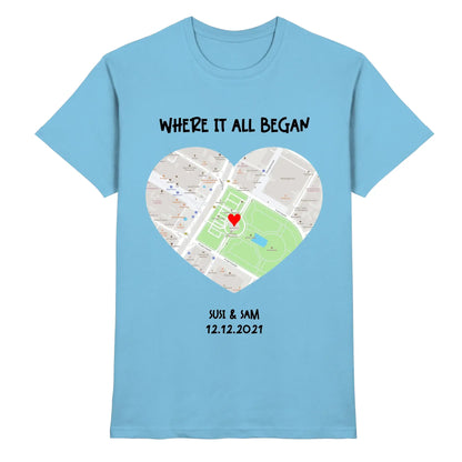 Straßenkarte Herz • mehrere Artikel • ’Statement-Collection’ • Wunschtext • Mein Motiv - Premium Herren T-Shirt