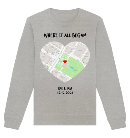 Straßenkarte Herz • mehrere Artikel • ’Statement-Collection’ • Wunschtext • Mein Motiv - Unisex Sweatshirt • Bio
