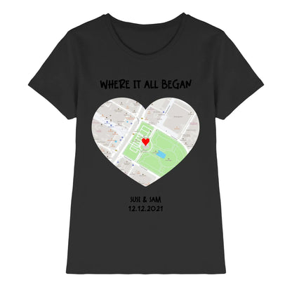 Straßenkarte Viereck • mehrere Artikel • ’Statement-Collection’ • Wunschtext • Mein Motiv - Premium Damen T-Shirt Bio