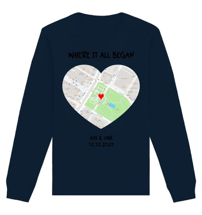 Straßenkarte Viereck • mehrere Artikel • ’Statement-Collection’ • Wunschtext • Mein Motiv - Unisex Sweatshirt • Bio