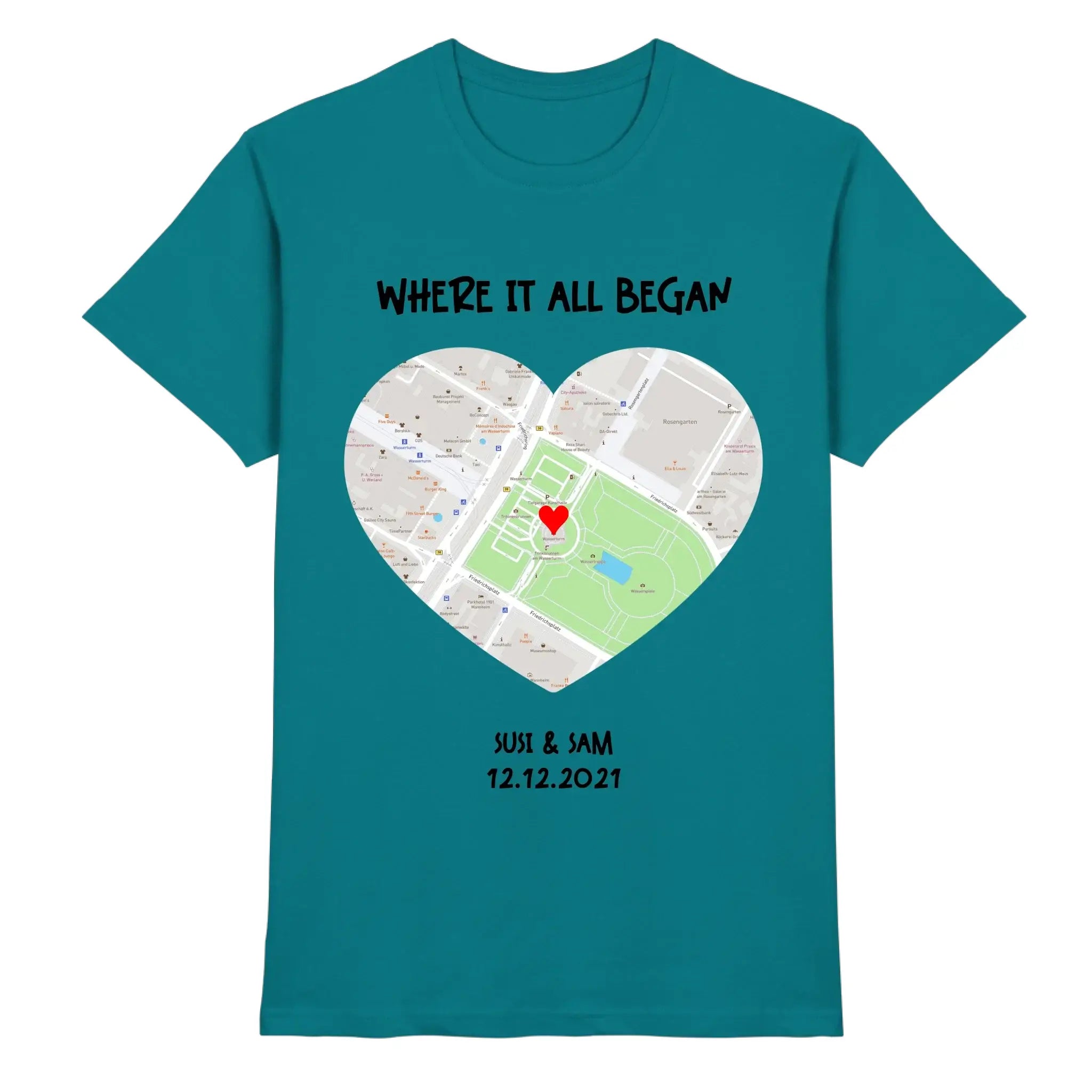 Straßenkarte Viereck • mehrere Artikel • ’Statement-Collection’ • Wunschtext • Mein Motiv - Premium Herren T-Shirt