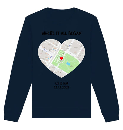 Straßenkarte Viereck • mehrere Artikel • ’Statement-Collection’ • Wunschtext • Mein Motiv - Unisex Sweatshirt • Bio