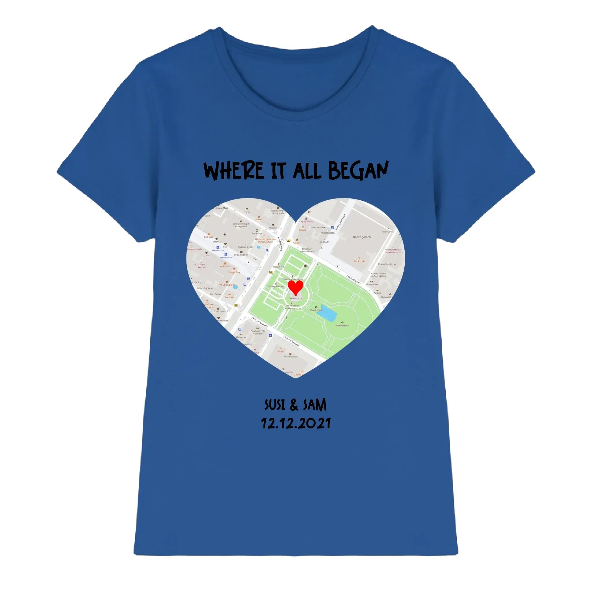 Straßenkarte Viereck • mehrere Artikel • ’Statement-Collection’ • Wunschtext • Mein Motiv - Premium Damen T-Shirt Bio