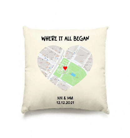 Straßenkarte Viereck • mehrere Artikel • ’Statement-Collection’ • Wunschtext • Mein Motiv - Kissen / Natur