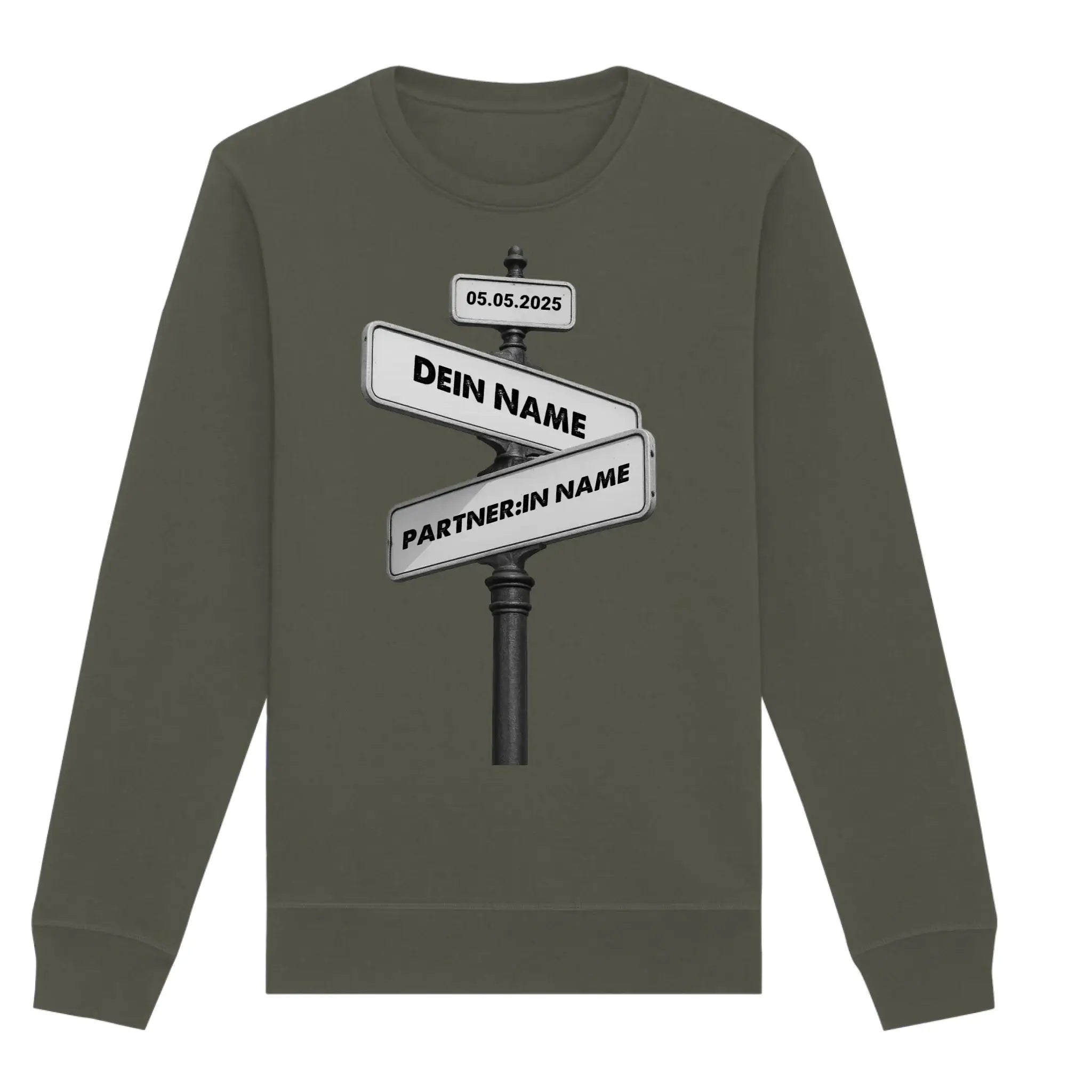 Straßenschild Wegweiser • mehrere Artikel • ’Statement-Collection’ • Wunschtext • Mein Motiv - Unisex Sweatshirt • Bio