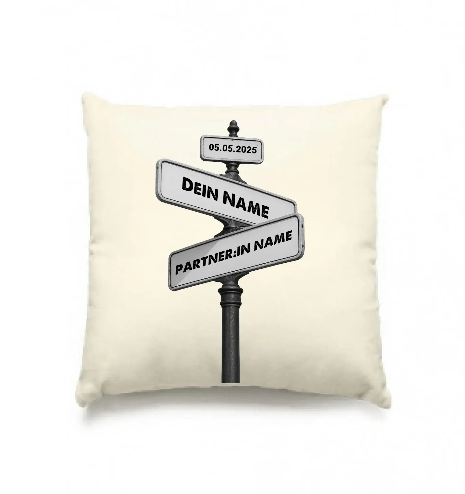 Straßenschild Wegweiser • mehrere Artikel • ’Statement-Collection’ • Wunschtext • Mein Motiv - Kissen / Natur