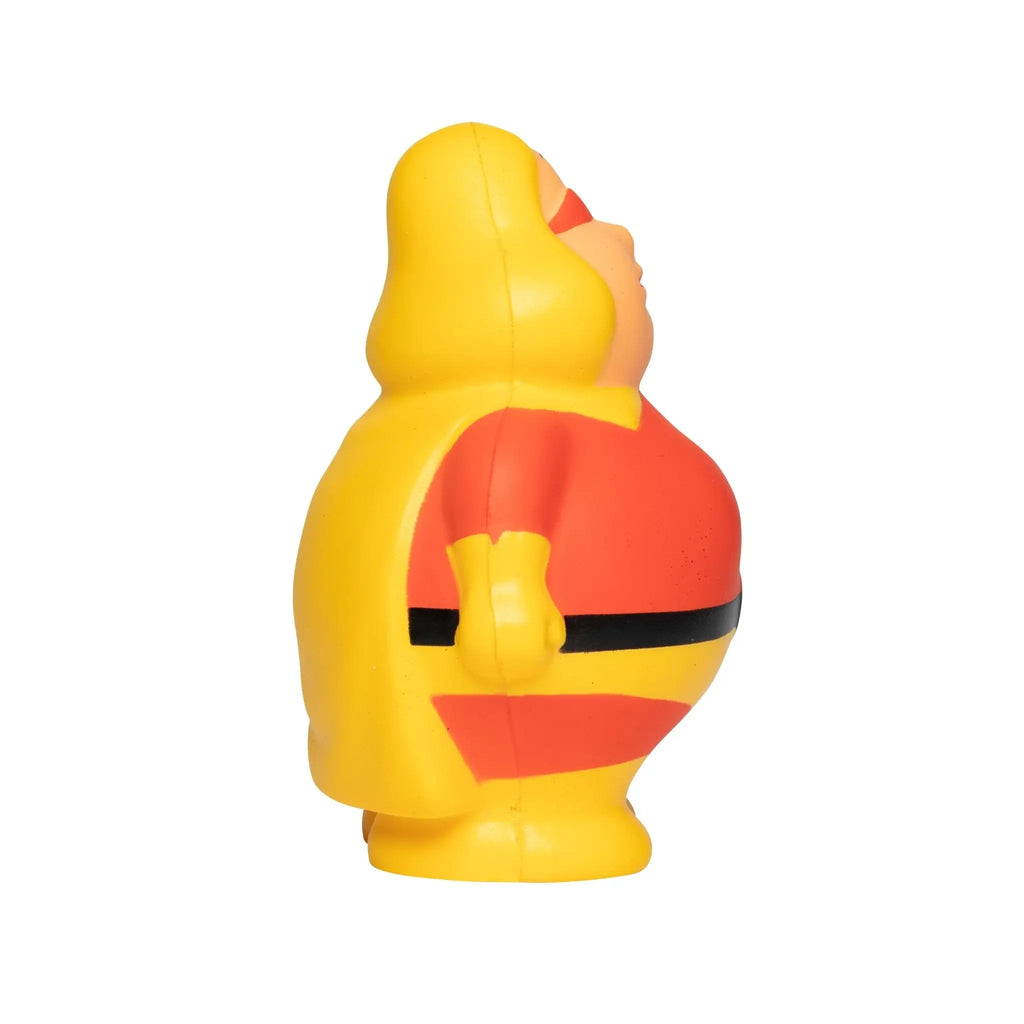 Super berta anti-stress-figur gelb-rot mit schwarzem gürtel als stressball zum quetschen
