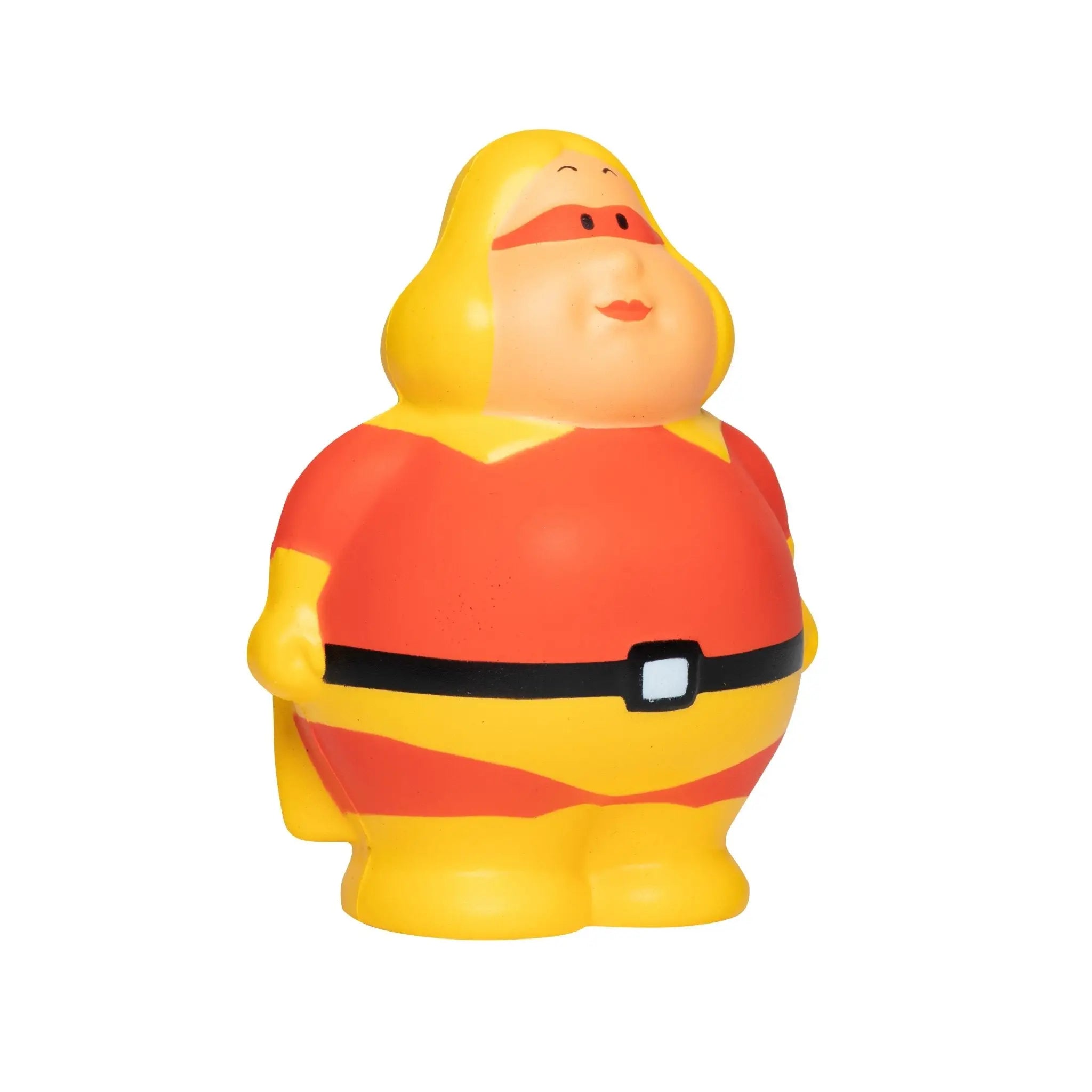Super berta anti-stress-figur gelb und rot mit schwarzem gürtel und weißer schnalle als quarzfigur