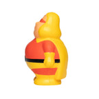 Gelber und roter super berta anti-stress-figur aus gummi mit schwarzem gürtel als quetschfigur
