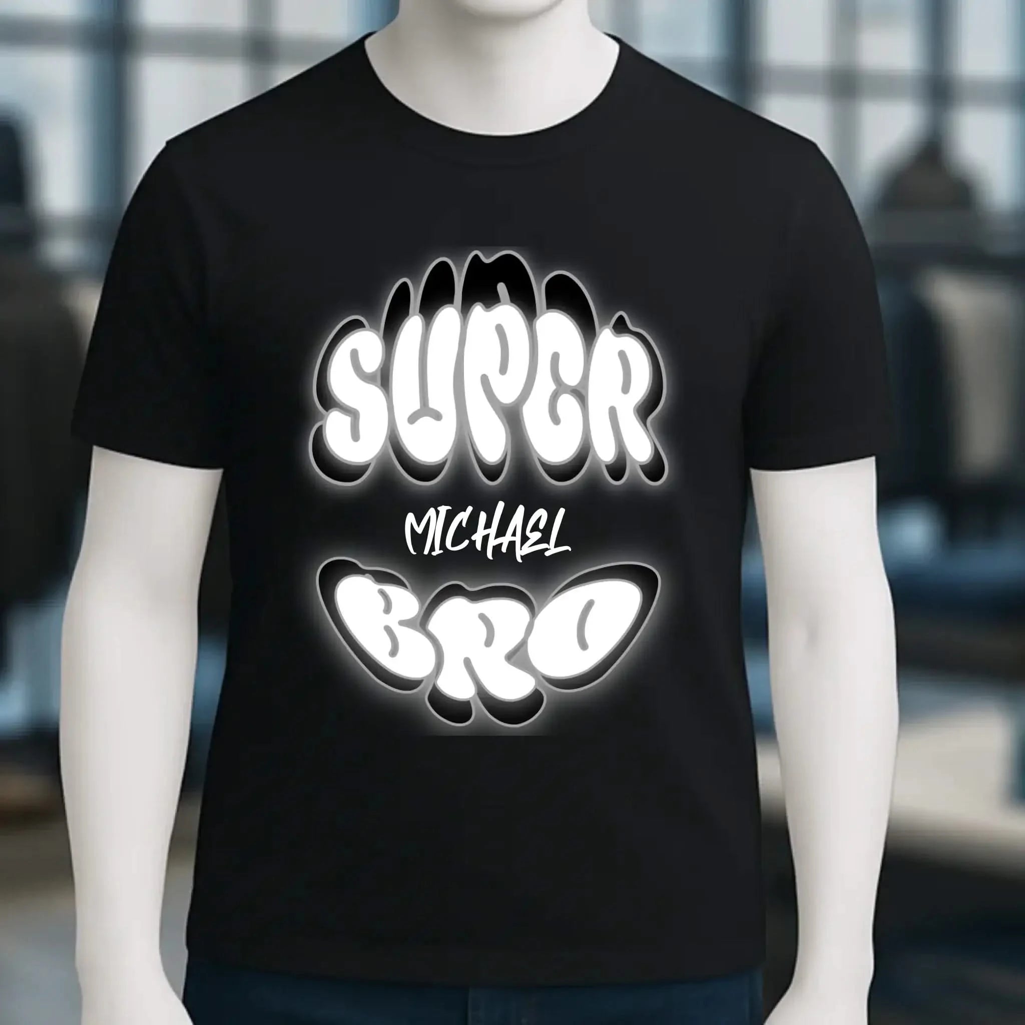 SUPER BRO + Name • personalisierter Text • Unisex Premium T-Shirt XS-5XL aus Bio-Baumwolle für Damen & Herren • Exklusivdesign • personalisiert
