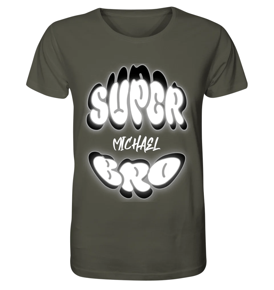 SUPER BRO + Name • personalisierter Text • Unisex Premium T-Shirt XS - 5XL aus Bio - Baumwolle für Damen & Herren • Exklusivdesign • personalisiert von HalloGeschenk.de