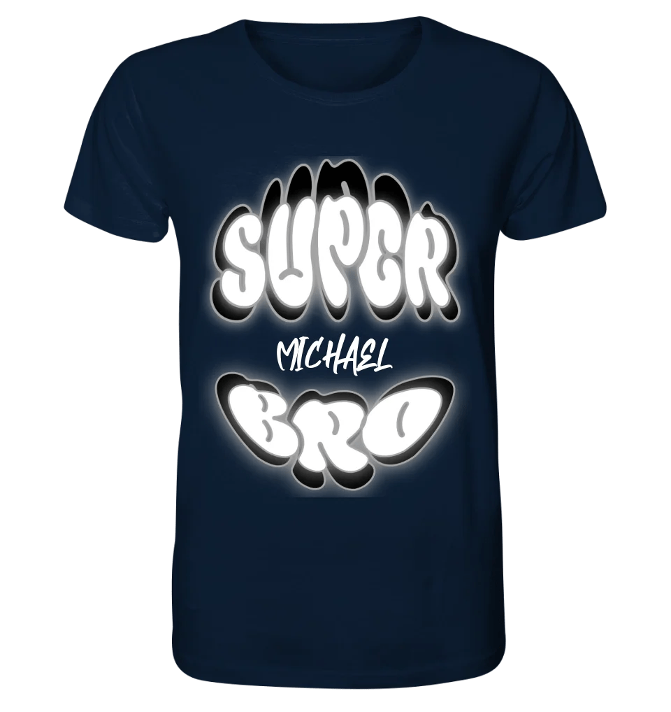 SUPER BRO + Name • personalisierter Text • Unisex Premium T-Shirt XS - 5XL aus Bio - Baumwolle für Damen & Herren • Exklusivdesign • personalisiert von HalloGeschenk.de