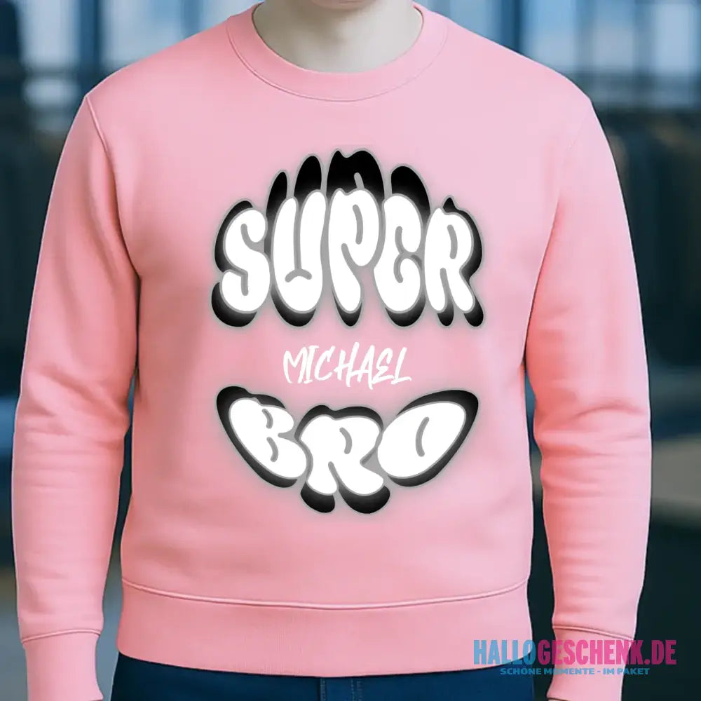 SUPER BRO + Name • personalisierter Text • Unisex Sweatshirt Bio-Baumwolle in 4 Farben XS-3XL • personalisiert