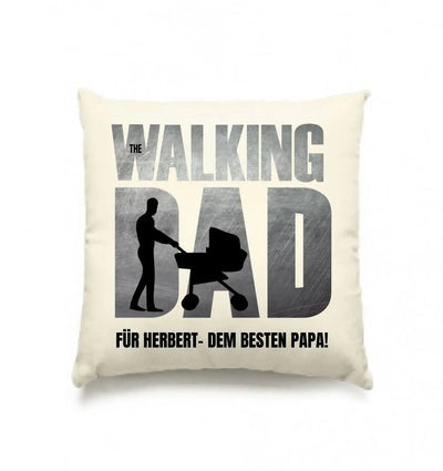 Creamfarbene kuschelkissen mit fettem schwarzen und grauen motiv the walking dad und vatervaterschaftsdesign