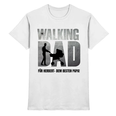 Weißes Baumwoll-T-Shirt aus der Statement-Collection mit grauem und schwarzem Motiv the walking dad für Vatertag