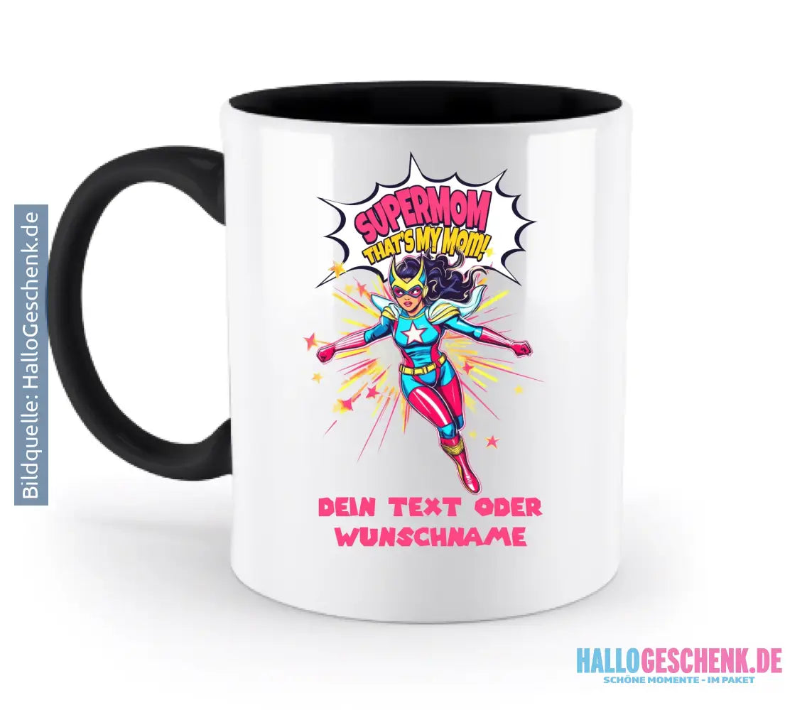 SUPERMOM • Mama • zweifarbige Tasse (spülmaschinenfest) • personalisierbar - zweifarbige Tasse • spülmaschinengeeignet