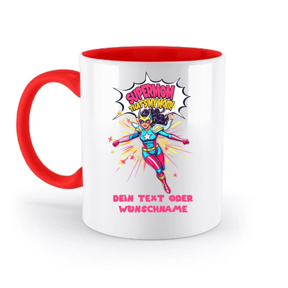 SUPERMOM • Mama • zweifarbige Tasse (spülmaschinenfest) • personalisierbar - zweifarbige Tasse • spülmaschinengeeignet
